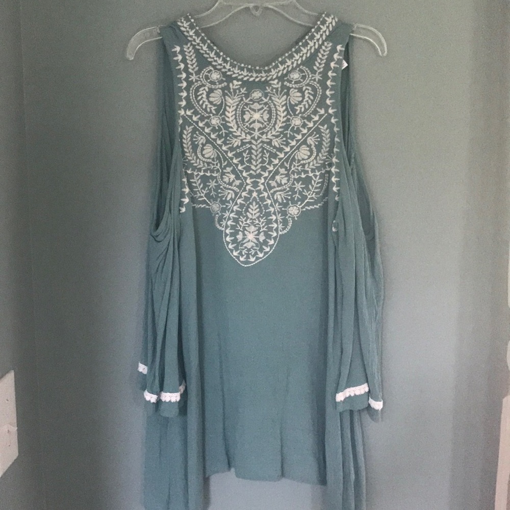 Teal cold shoulder shirt from target